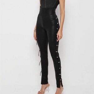 Maniere De Voir Black Skinny Pants with Side Detailing
